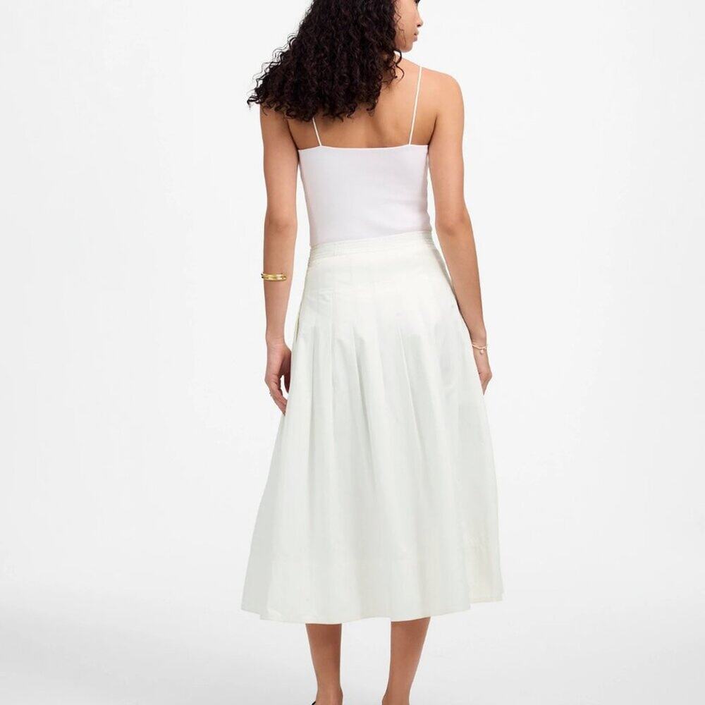 NWT Madewell Gemma Pleated Midi Skirt Cotton Poplin Size 12 - Picture 4 of 6